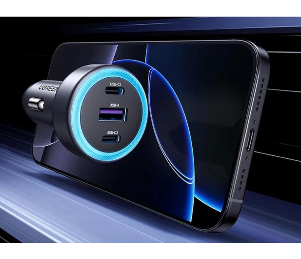 UGREEN Ładowarka samochodowa EC307 USB + 2X USB-C 30W czarna - 1488943 - zdjęcie 2